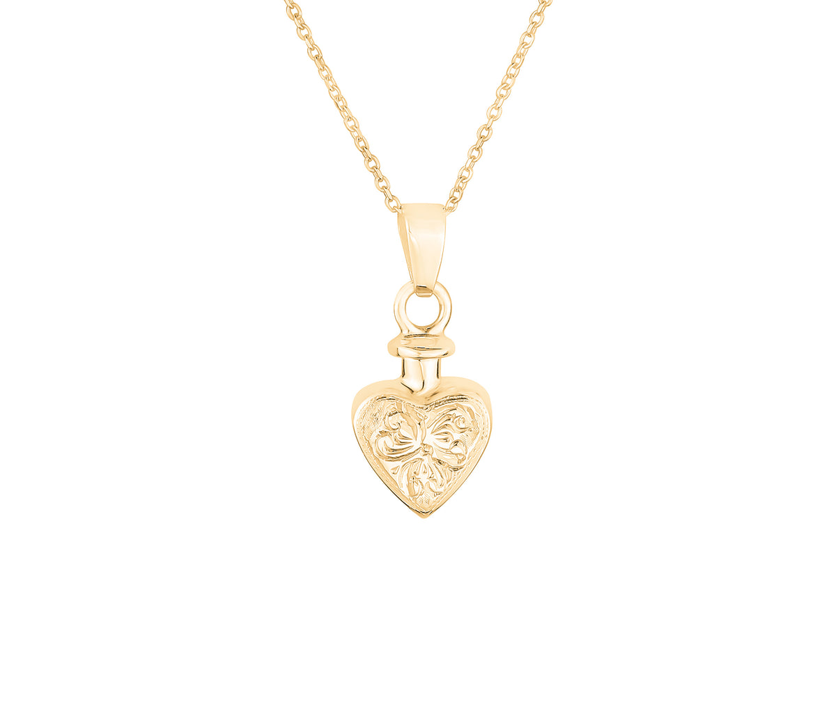 9ct Gold Small Vintage Heart Cremation Urn Pendant With Optional Perso 