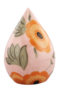 Hand Painted Teardrop Pink Flower Cremation Urn for Adult or Pet