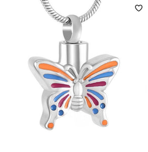 Coloured Butterfly Cremation Urn Pendant