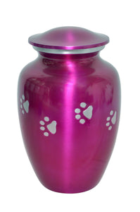 Pink Urn for Pet Ashes & Silver Paws | Personalise | Love to Treasure