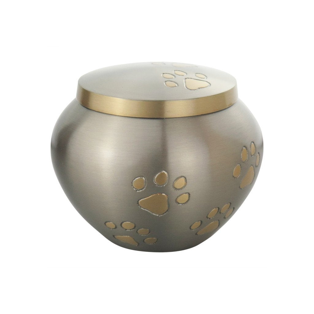 thumbnail image 2 of Small Keepsake Urn For Pet Ashes - Stainless Steel Mini Urn With Paw Print Design 2 of 11