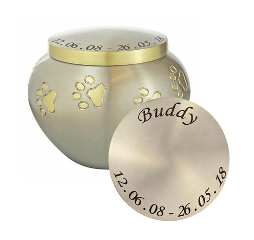 Personalised Golden Paws Pet Urn