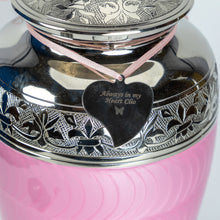 Large Silver with Pink Enamel Adult Brass Urn