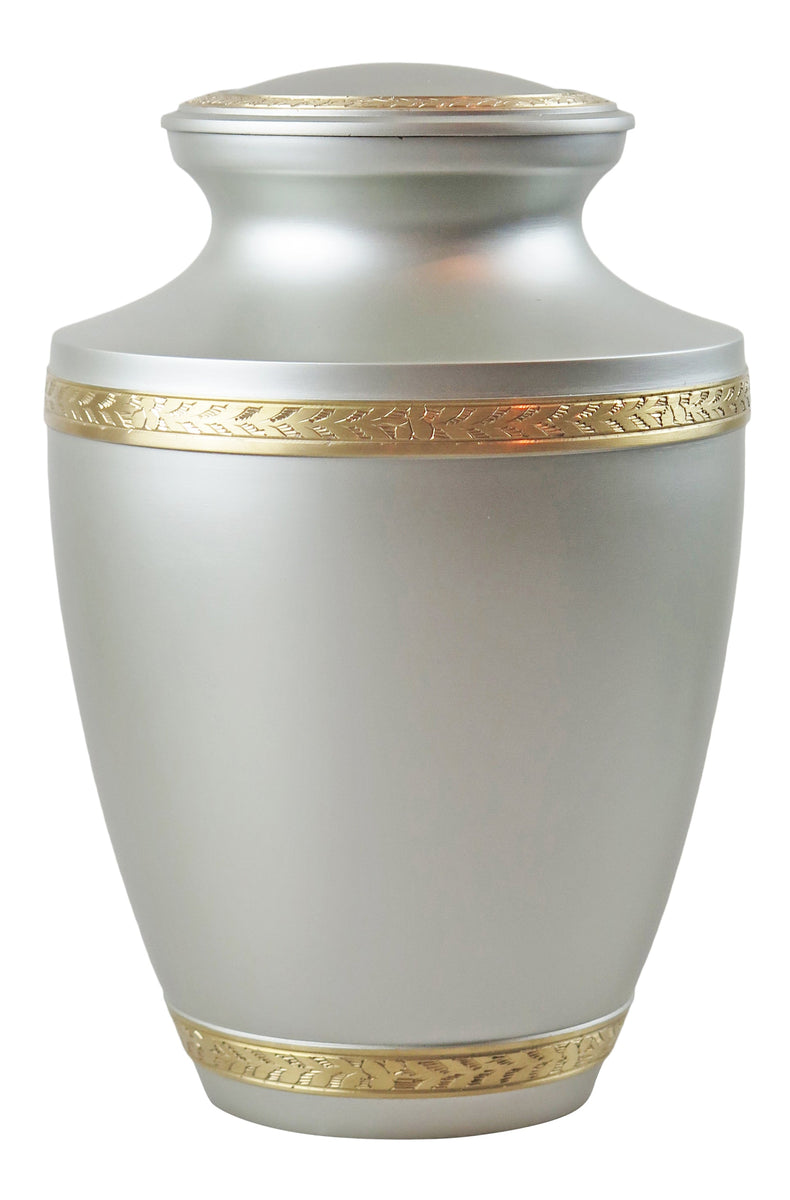 Large Silver and Gold Olympia Adult Brass Urn with Optional Personalis