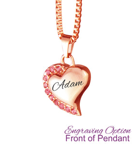 Rose Gold Heart with Pink Crystals Cremation Urn Pendant - Optional Personalisation