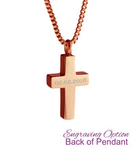 Rose Gold Classic Cross Cremation Urn Pendant - Optional Personalisation