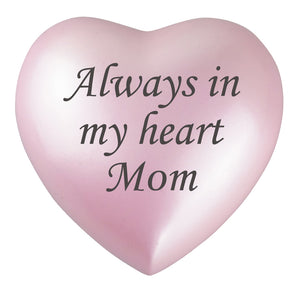Always in my Heart Mom Pink Heart Brass Keepsake Urn by Love to Treasure