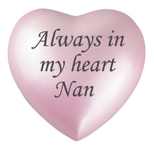 Always in my Heart Nan Pink Heart Brass Keepsake Urn