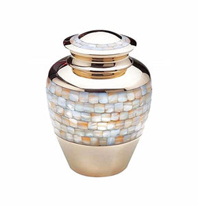 Large Mother of Pearl Adult Brass Urn with Optional Personalisation