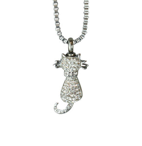Clear Crystal Cat Pet Cremation Urn Pendant | Love to Treasure