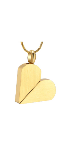 Gold Rotatable Heart to Tag Cremation Urn Pendant - Optional Personalisation