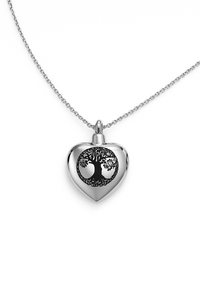 Silver Heart with Tree of Life Cremation Urn Pendant with Optional Personalisation