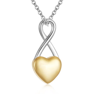 Gold and Silver Infinity Heart Urn Pendant Cremation Urn