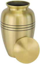 Large Gold and Black Band Adult Brass Urn with Optional Personalisation