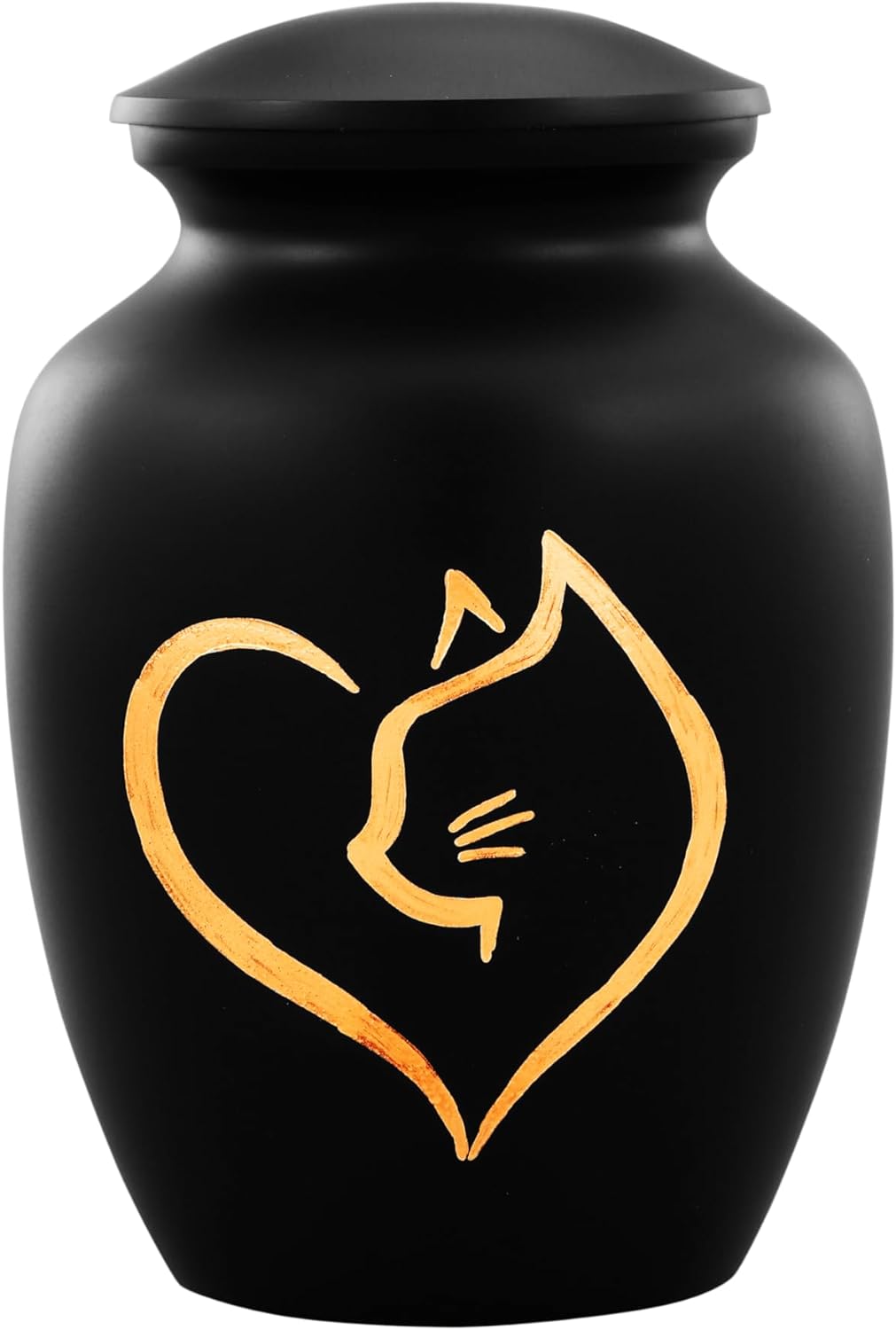 Black and gold Cat Urn with Optional Personalisation