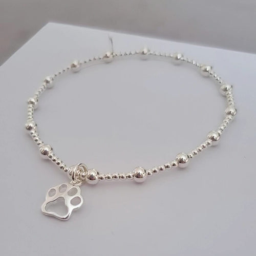 Sterling Silver Paw Design Stacking Bracelet