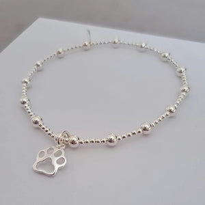 Sterling Silver Paw Design Stacking Bracelet