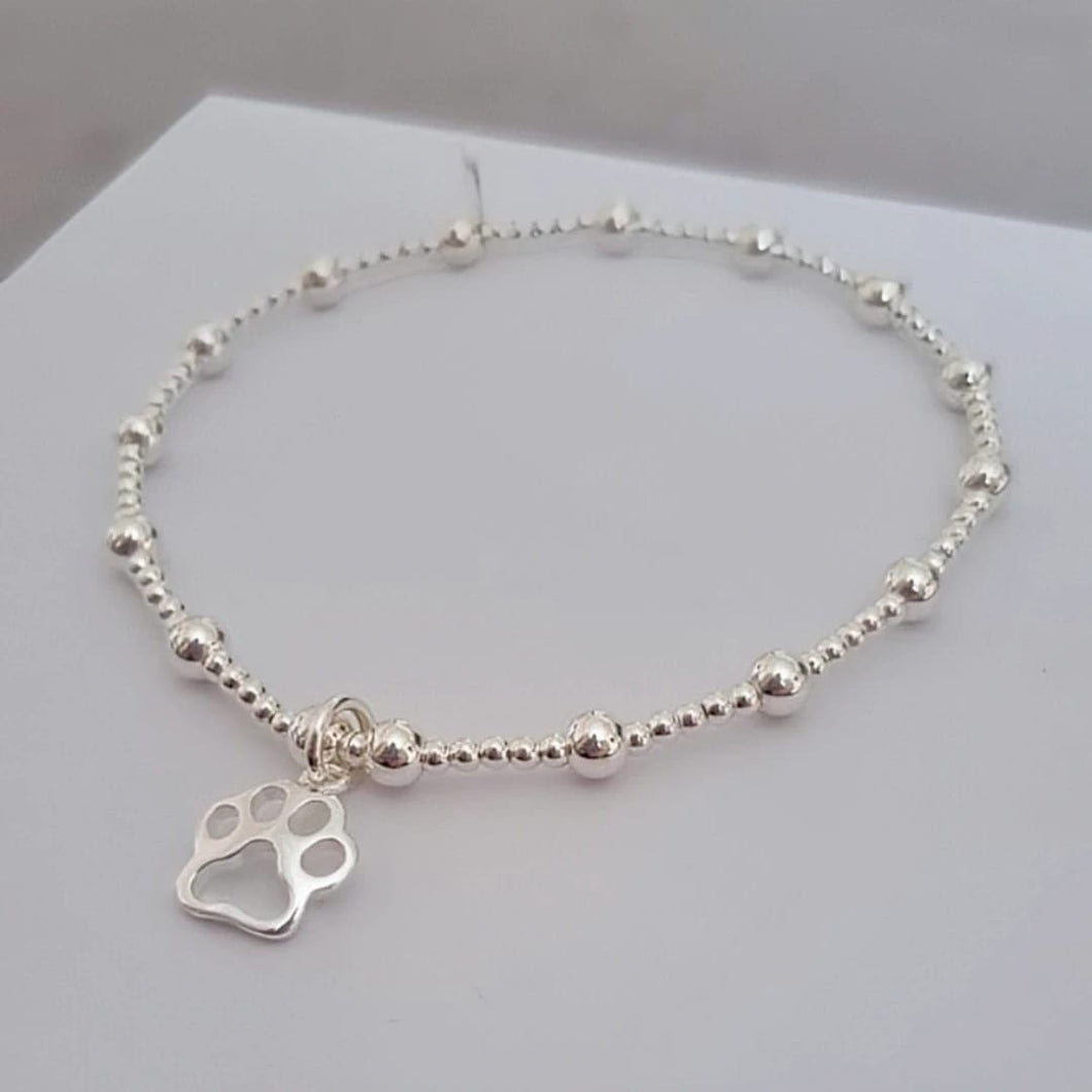 Sterling Silver Paw Design Stacking Bracelet