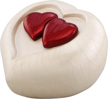 Large Pearl and Red Enamel Heart of Heaven Contemporary Adult Urn