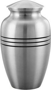 Large Silver and Black Band Adult Brass Urn with Optional Personalisation (Copy)