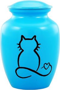 Blue Cat Urn with Optional Personalisation