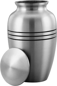 Large Silver and Black Band Adult Brass Urn with Optional Personalisation (Copy)