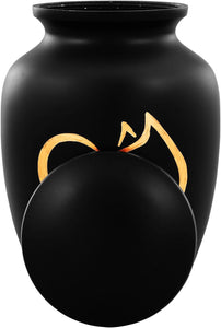 Black and gold Cat Urn with Optional Personalisation