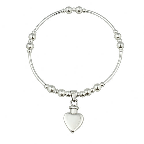 Sterling Silver Heart Cremation Urn Stacking Bracelet