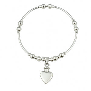Sterling Silver Heart Cremation Urn Stacking Bracelet