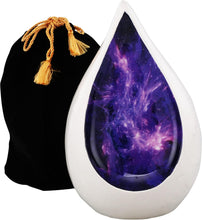 Large White Galaxy Teardrop Cremation Urn