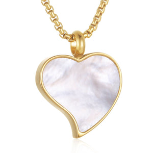 Contemporary Enamel Gold Heart Cremation Urn Pendant - Optional Personalisation