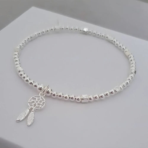 Sterling Silver Dreamcatcher Stacking Bracelet