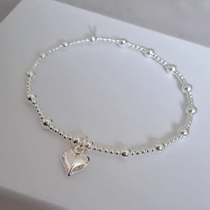 Sterling Silver Heart Stacking Bracelet