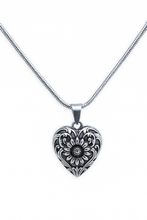 Silver Heart with Flower Cremation Urn Pendant with Optional Personalisation