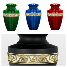 Large Green and Gold Adult Brass Urn with Optional Personalisation