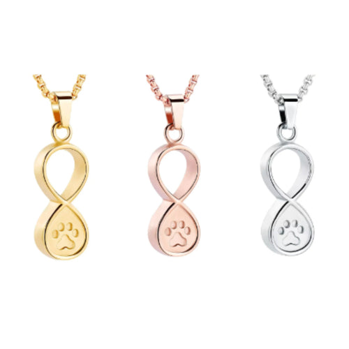 Pet Paw Infinity Urn Pendant Cremation Urn