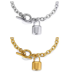 Gold or Silver Padlock Link Chain Urn Bracelet with Option Personalised Engraving