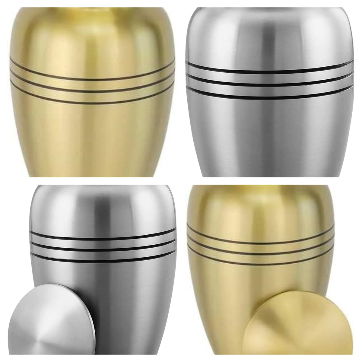 Large Silver and Black Band Adult Brass Urn with Optional Personalisat ...