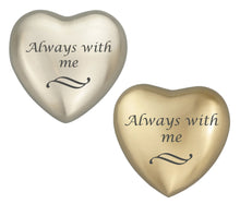 Always with me Heart Brass Keepsake Urn in Gold or Silver