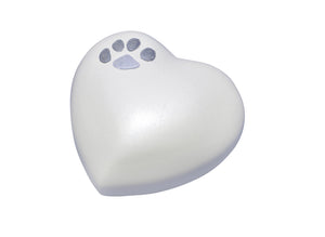 Paw Print on White Heart Urn Keepsake for Dog Cat Ashes Cremation with Optional Personlisation