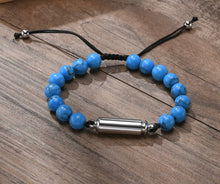 Unisex Blue Casual Lava Stone Urn Bracelet - Memorial Ash Keepsake Jewellery - With Optional Personalised Engraved