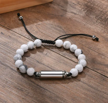 Unisex White Casual Lava Stone Urn Bracelet - Memorial Ash Keepsake Jewellery - With Optional Personalised Engraved