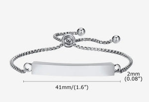 Unisex Silver or Black Bar Adjustable Urn Bracelet - Memorial Ash Keepsake Jewellery - With Optional Personalised Engraved