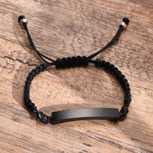 Unisex Adjustable Braided Rope in Silver or Black Urn Bracelet - Memorial Ash Keepsake Jewellery - With Optional Personalised Engraved