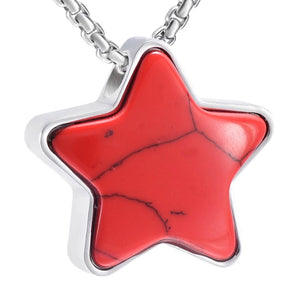 Red Star Cremation Urn Pendant