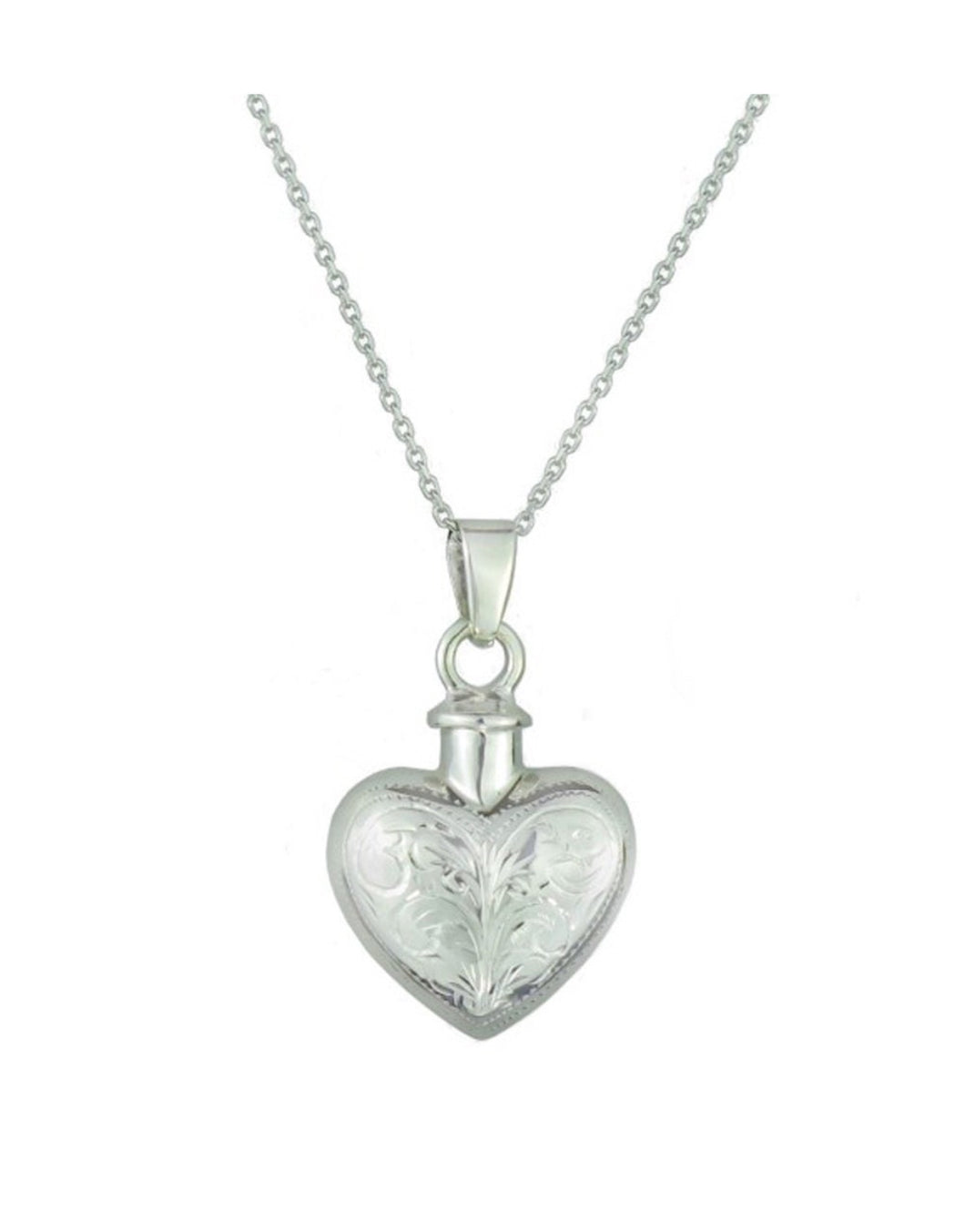 Sterling Silver Vintage Heart Cremation Memorial Ashes Pendant with Optional Personalisation