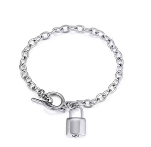 Gold or Silver Padlock Link Chain Urn Bracelet with Option Personalised Engraving