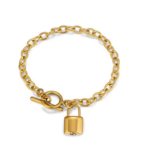 Gold or Silver Padlock Link Chain Urn Bracelet with Option Personalised Engraving