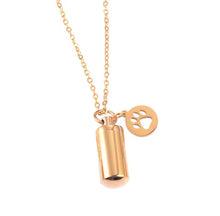Gold or Silver  Paw Cylinder Cremation Urn Pendant