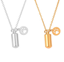 Gold or Silver  Paw Cylinder Cremation Urn Pendant